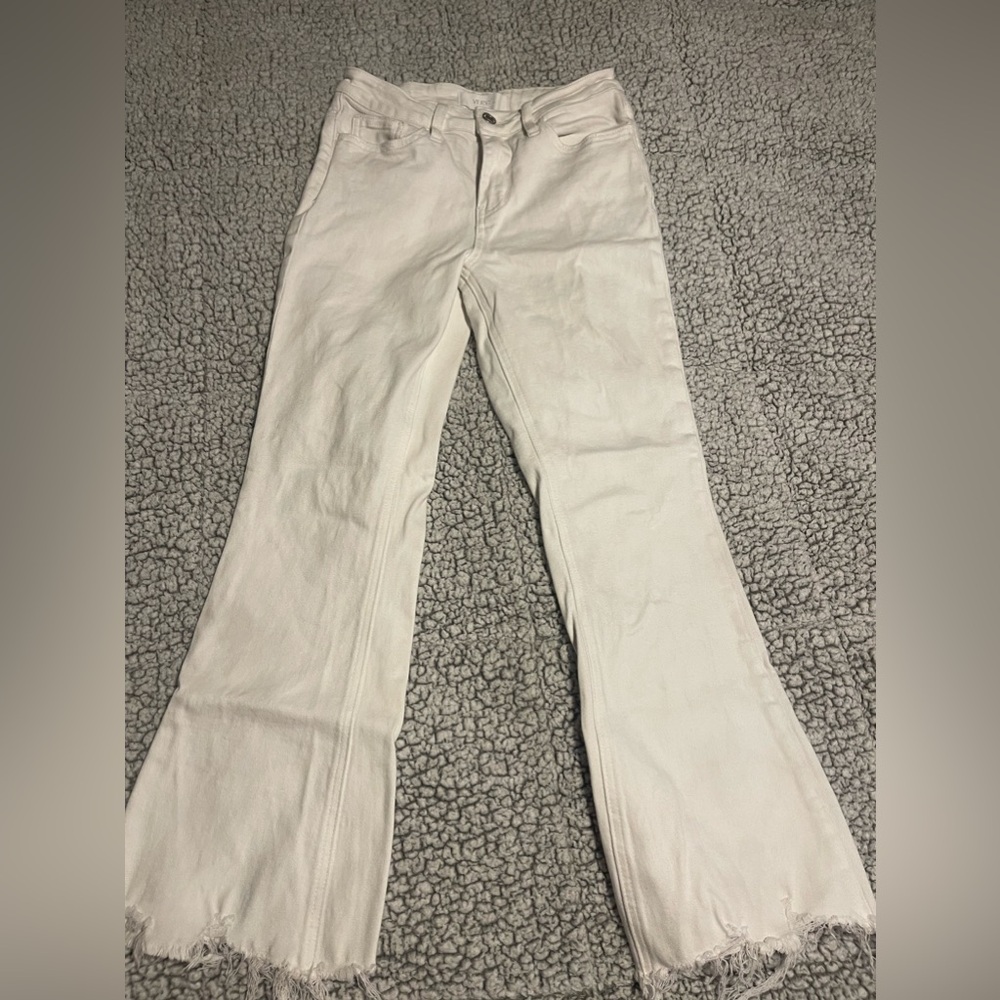 Vervet White Distressed Flared Jeans